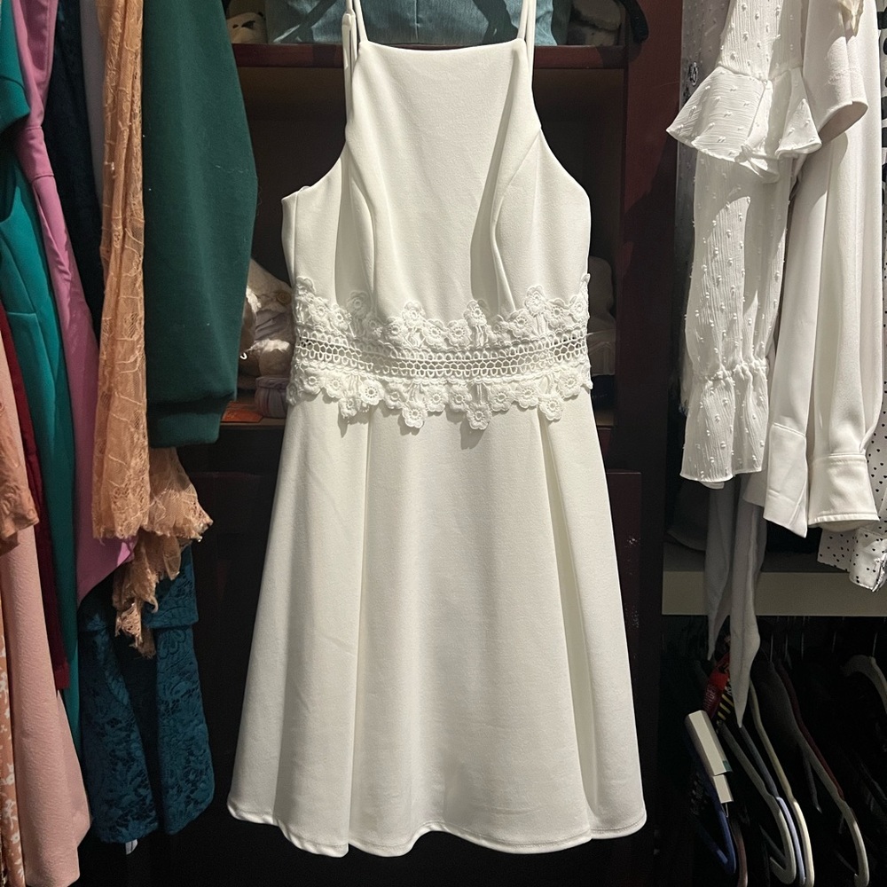 - Little White Dress with embroidered waist